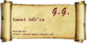 Gansl Géza névjegykártya